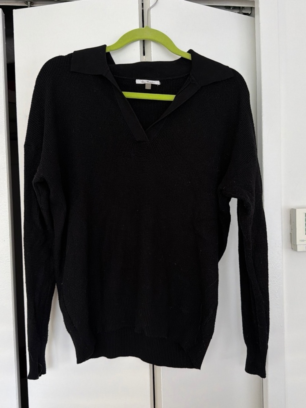 Milano Black Collared Knit Top